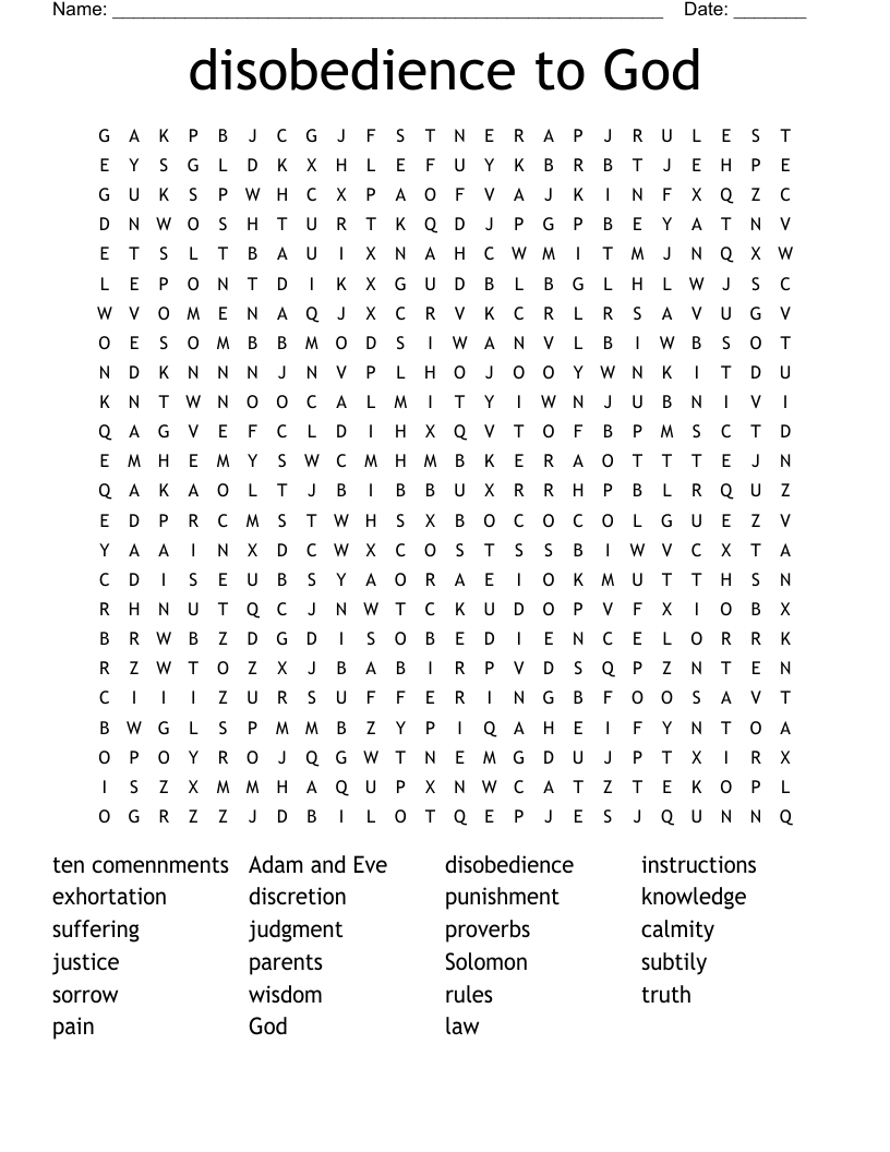 disobedience to God Word Search