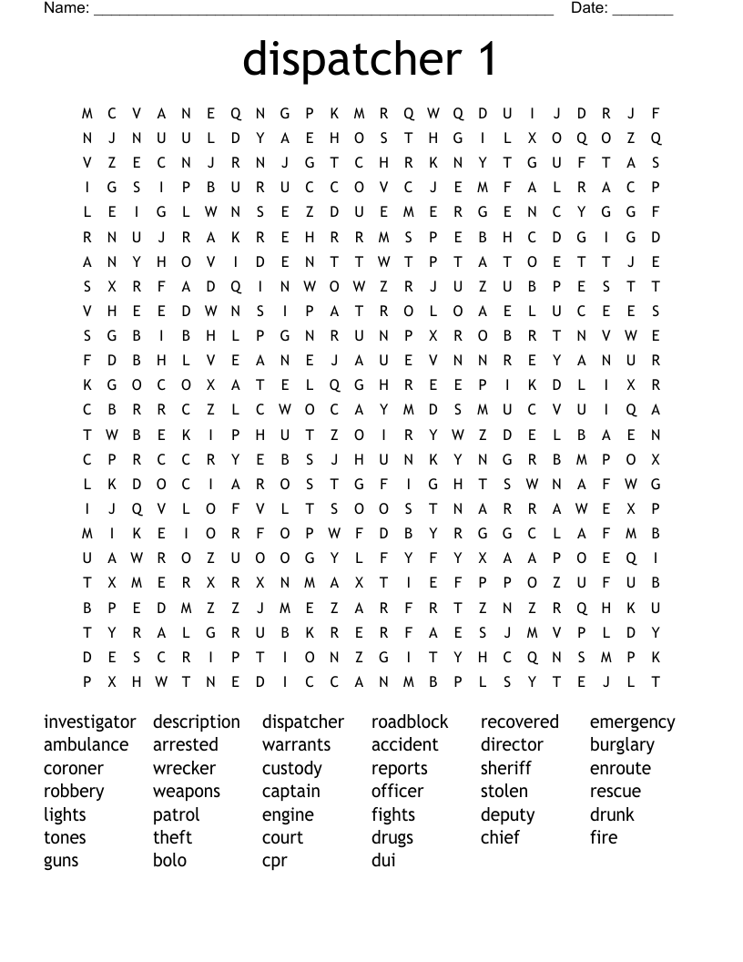 dispatcher 1 Word Search
