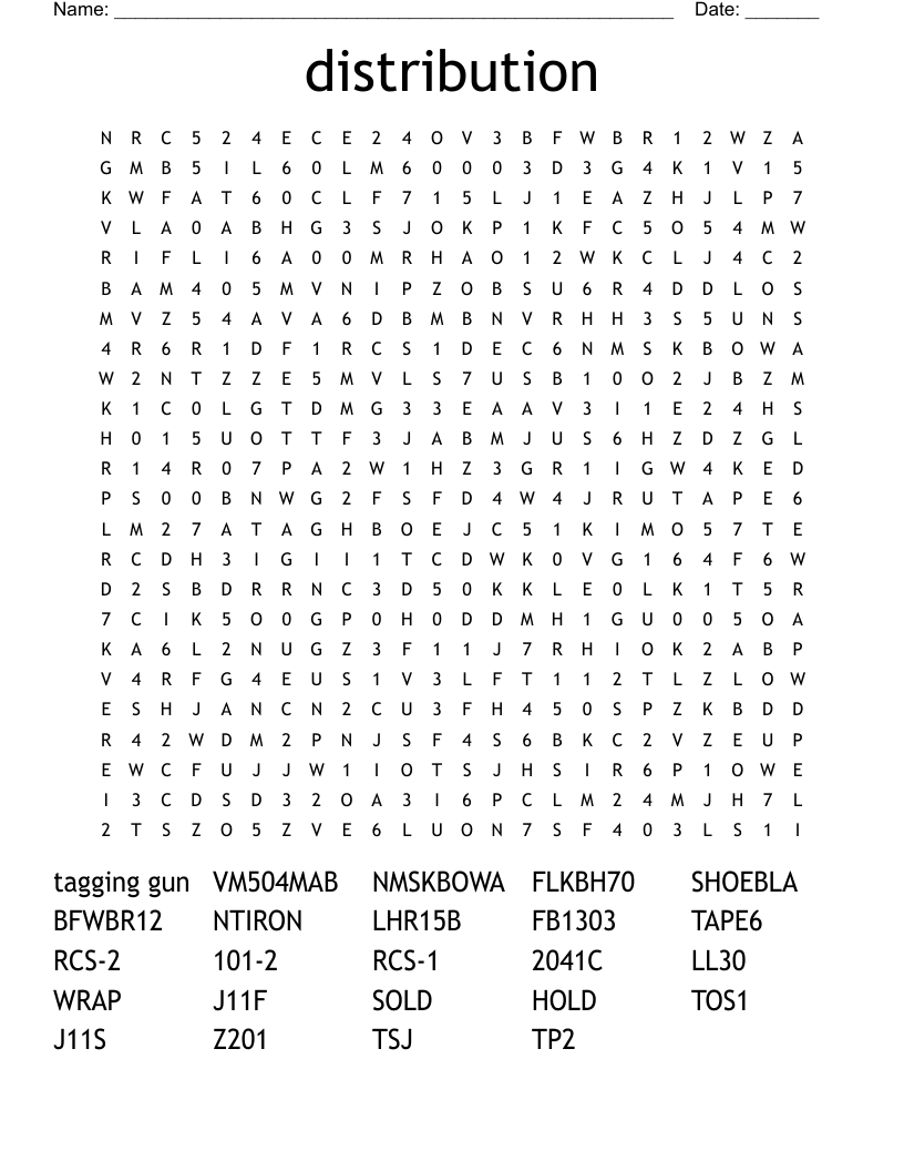 distribution Word Search