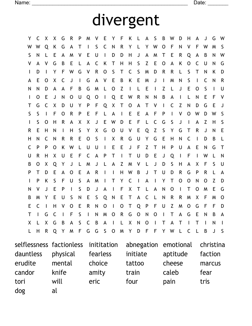 divergent Word Search