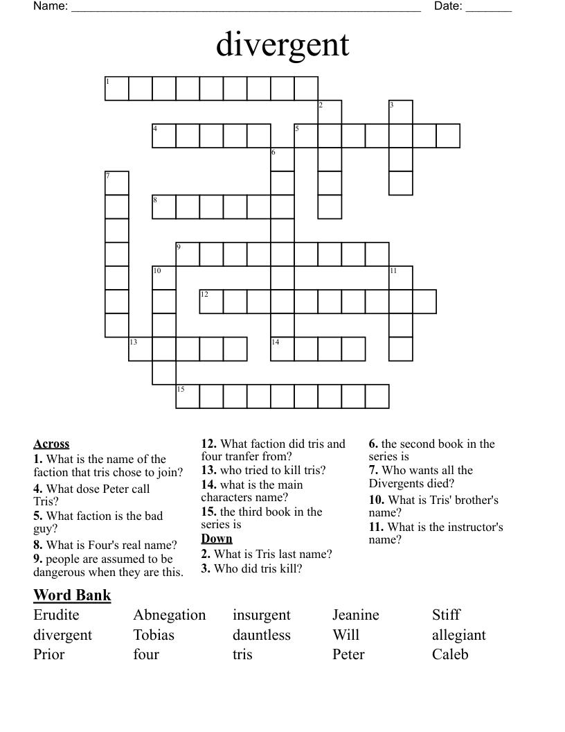 divergent  Crossword