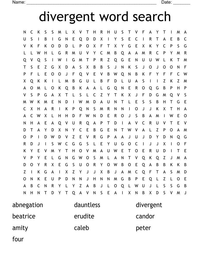 divergent word search