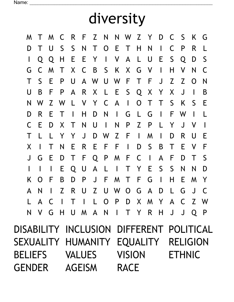 diversity Word Search