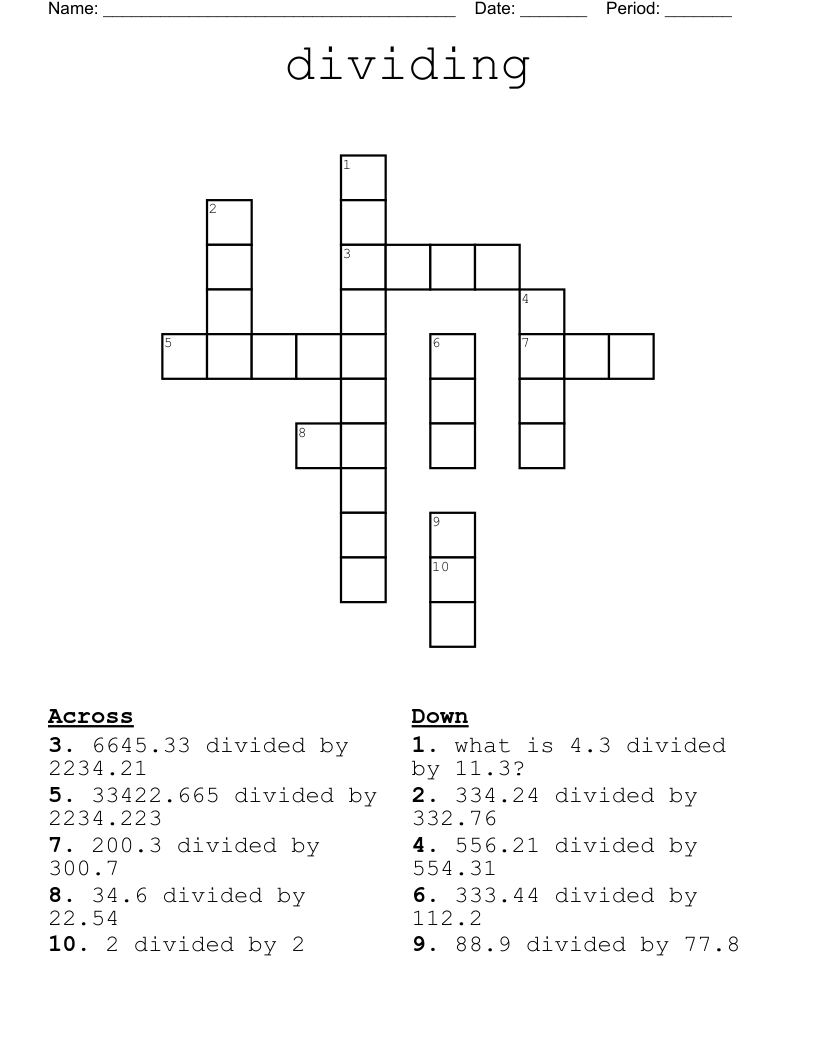 dividing Crossword