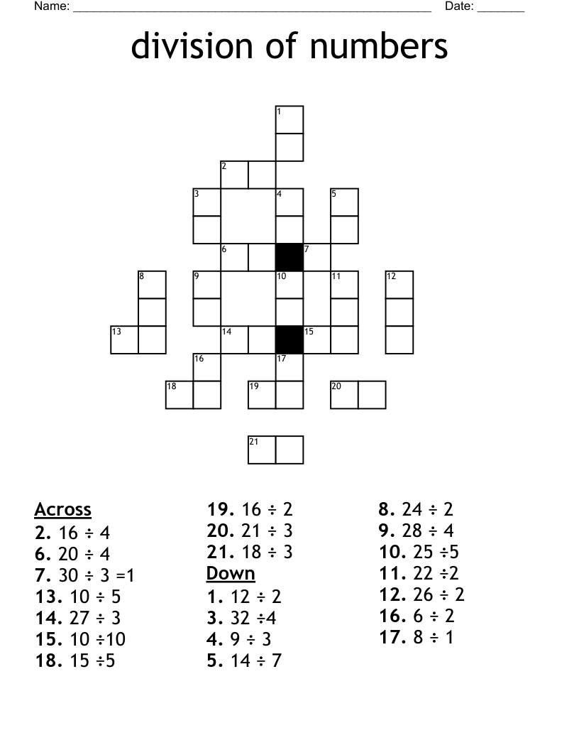 division of numbers Crossword