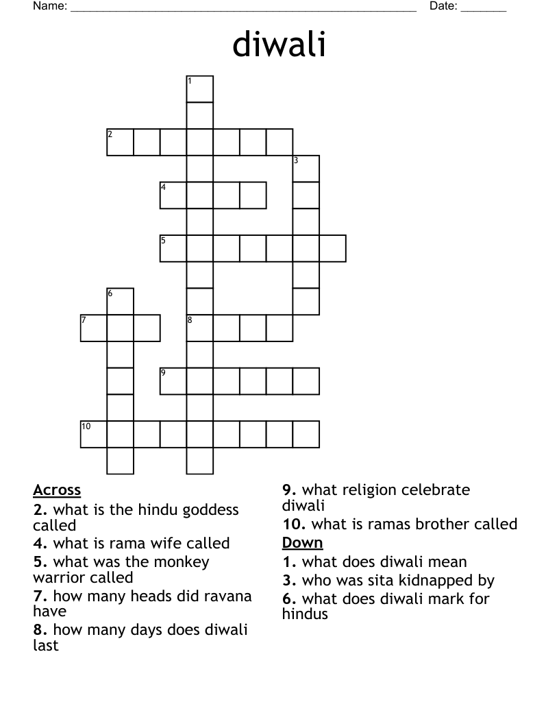 diwali  Crossword