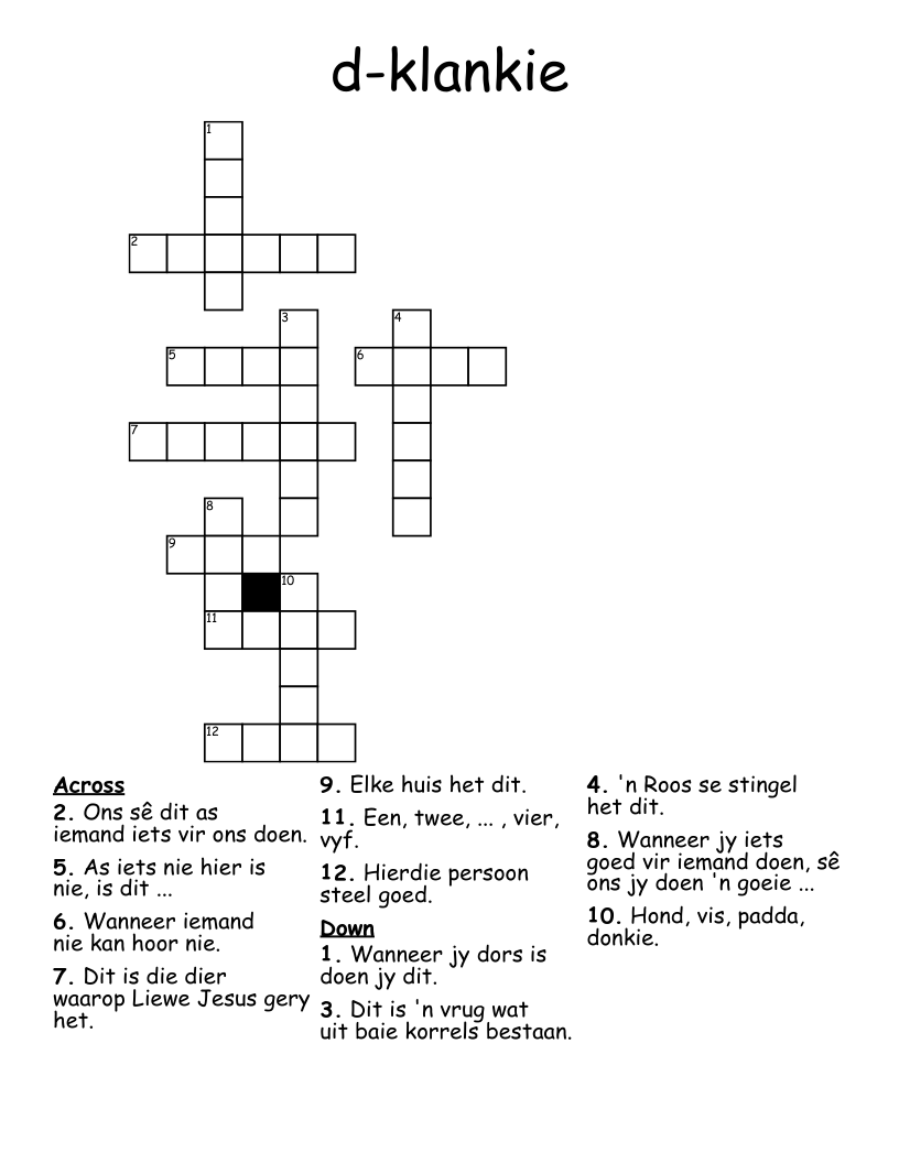 d-klankie Crossword