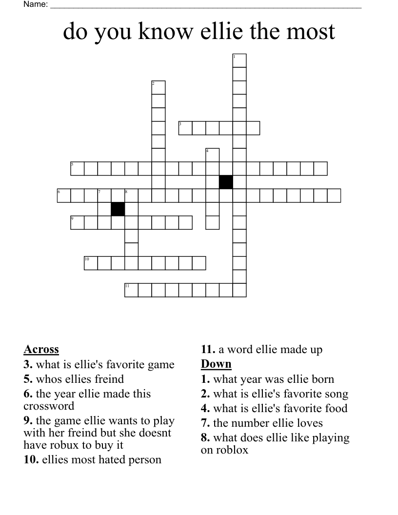 do you know ellie the most Crossword