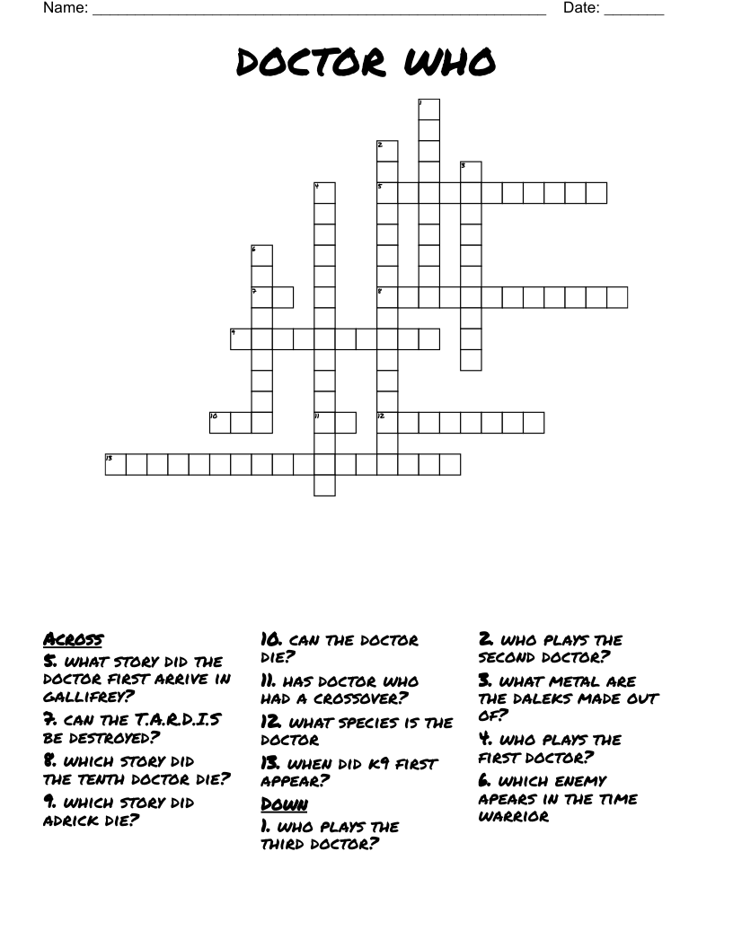 doctor who  Crossword