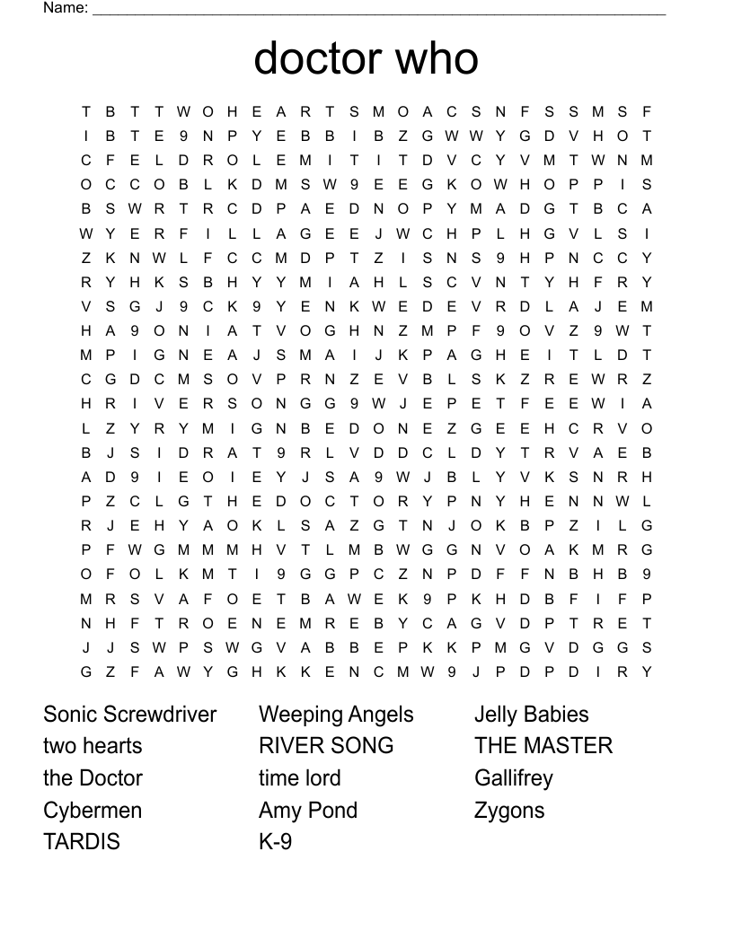 doctor who  Word Search