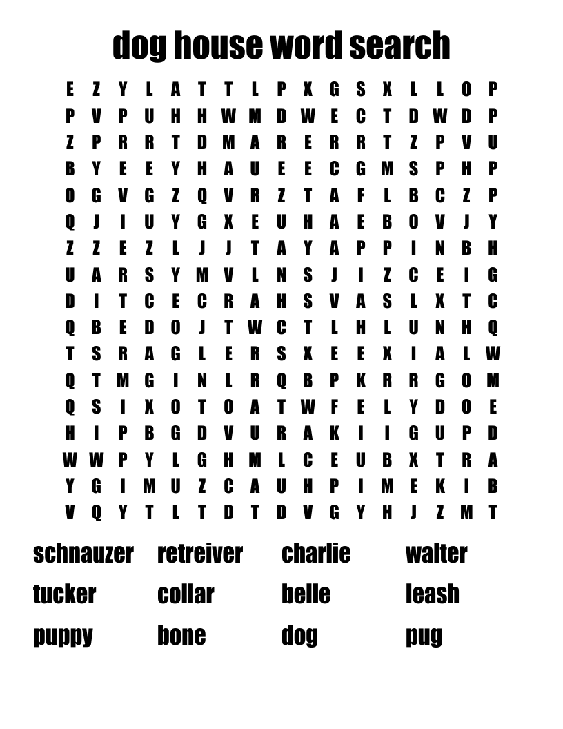 dog house word search