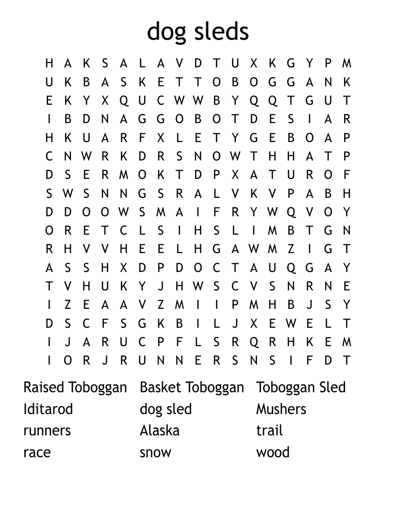 dog sleds Word Search