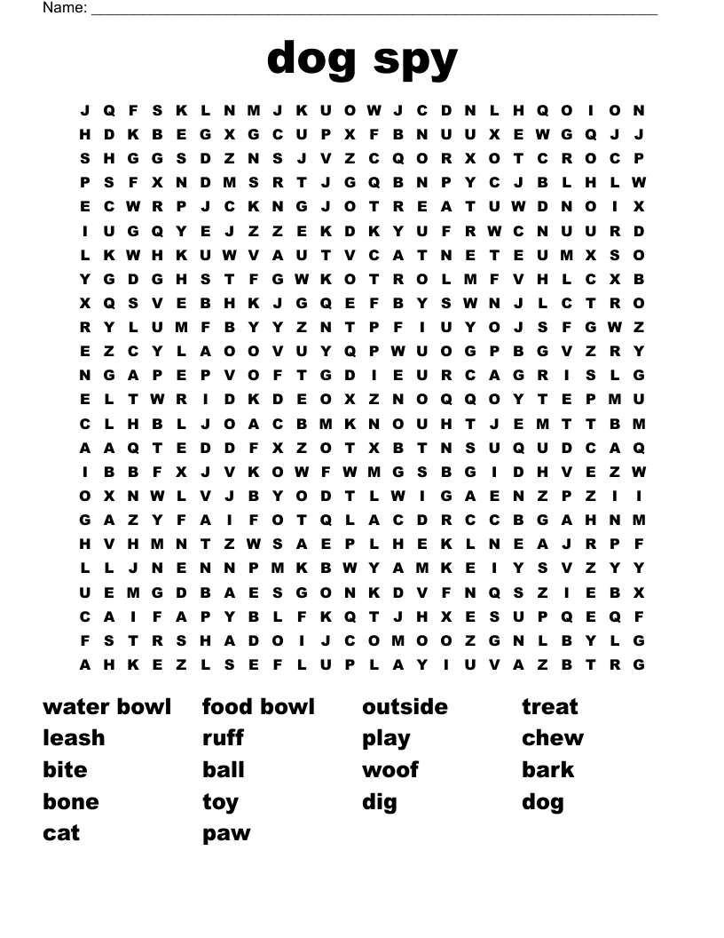 dog spy Word Search