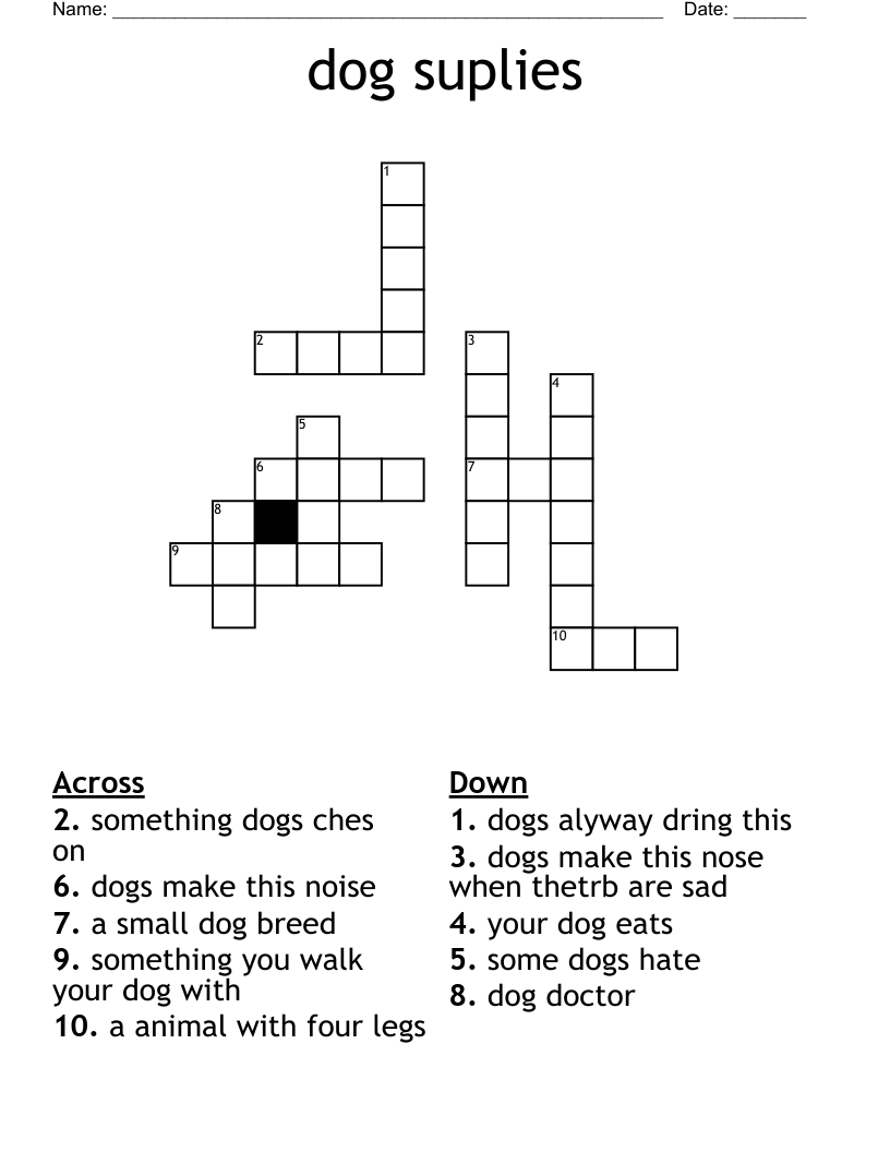 dog suplies Crossword
