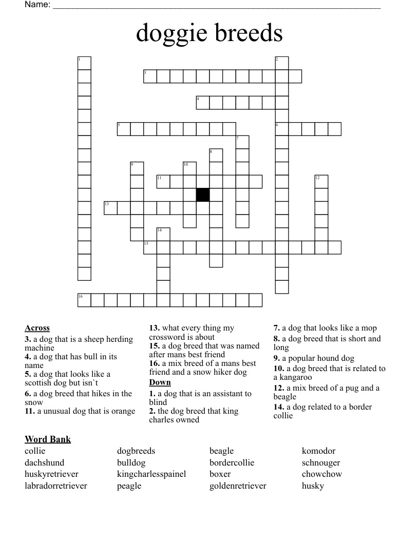 doggie breeds Crossword