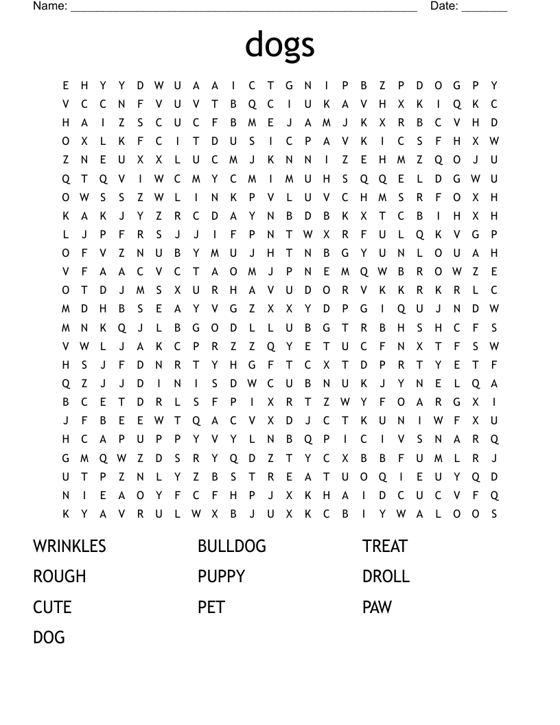 dogs Word Search