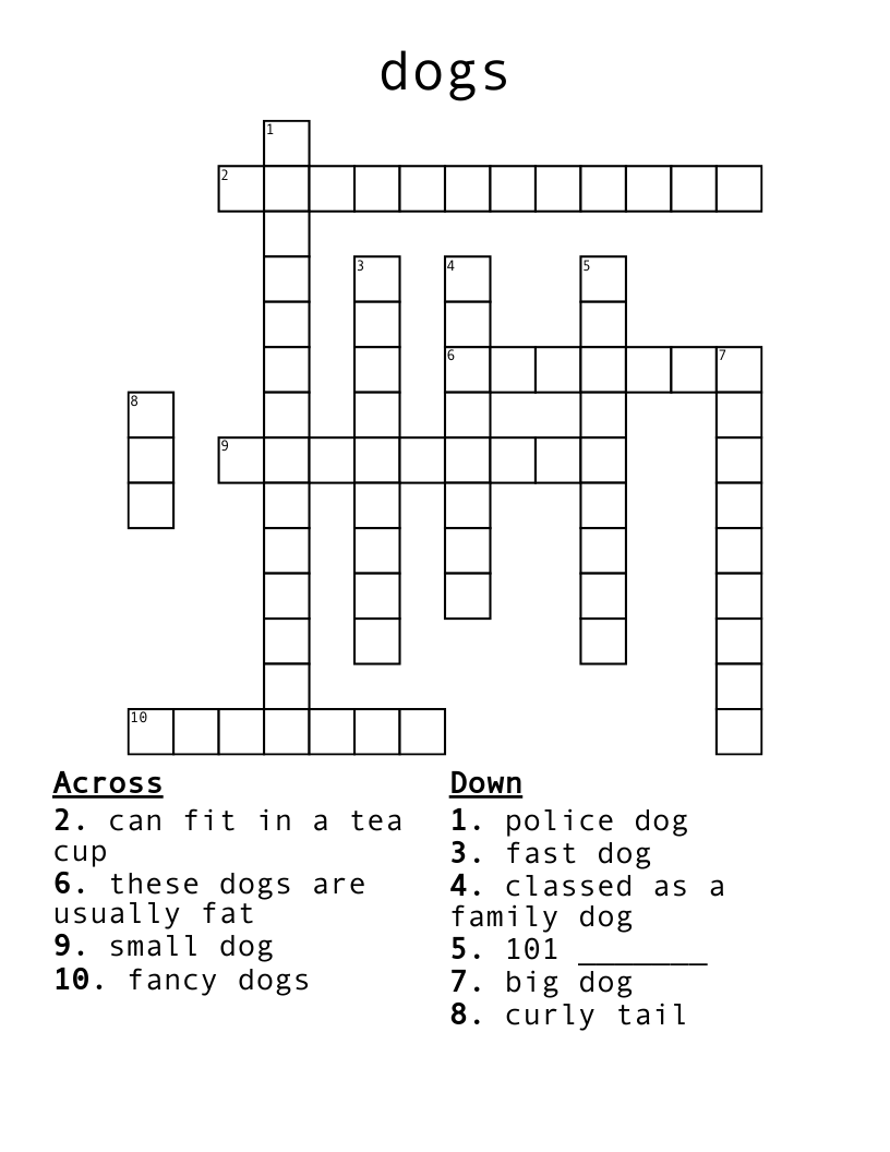 dogs Crossword