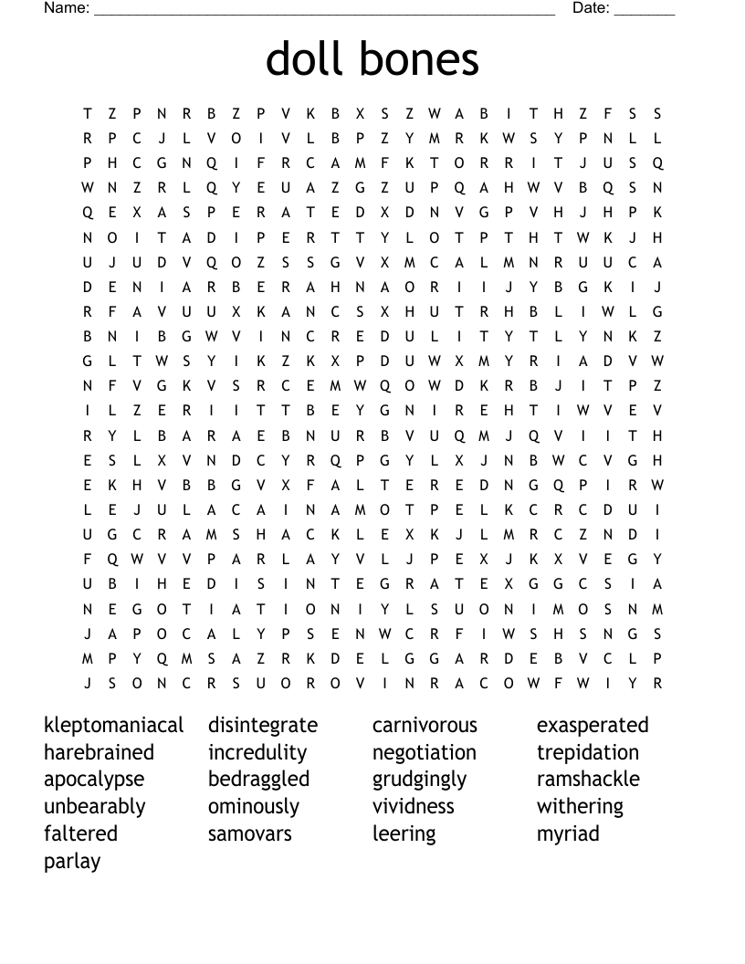 doll bones Word Search