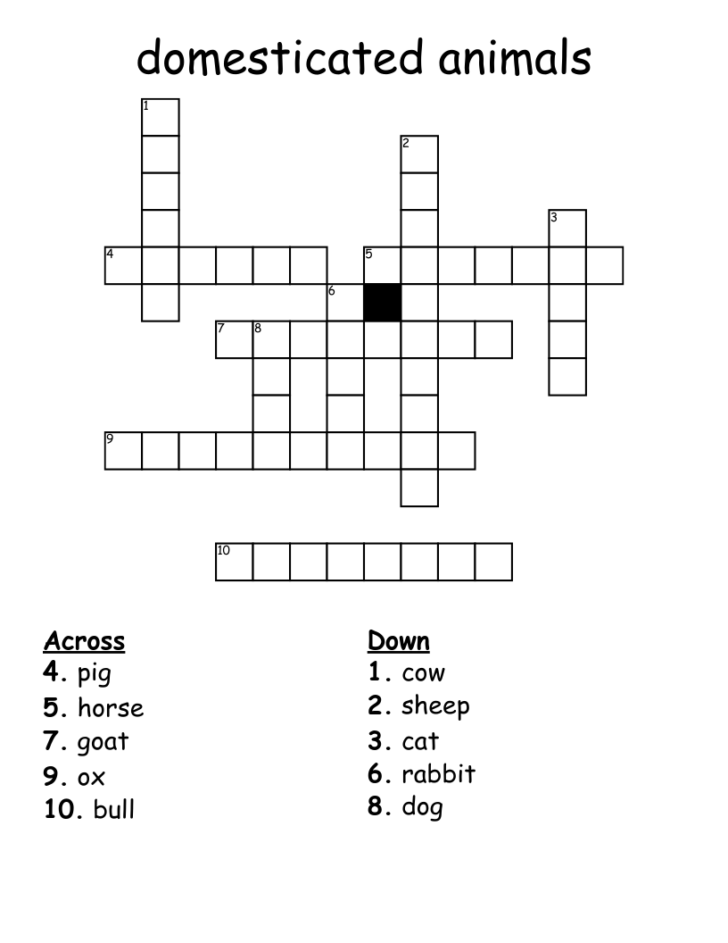 domesticated animals Crossword