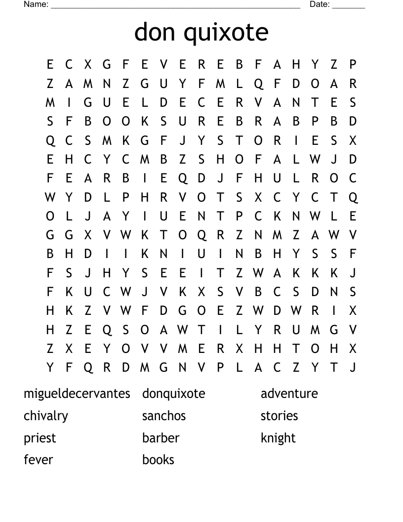 don quixote Word Search