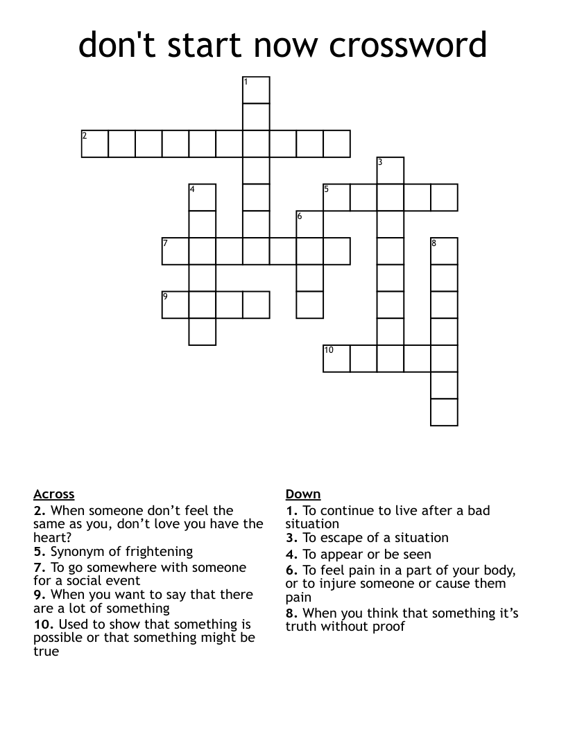 don't start now crossword