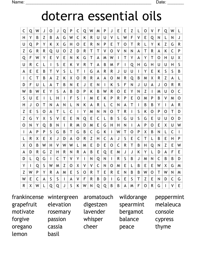 doterra essential oils Word Search