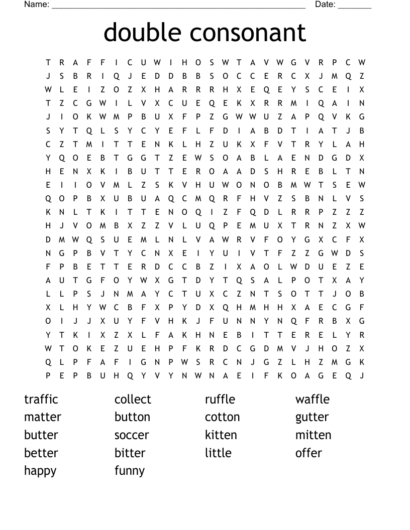 double consonant  Word Search