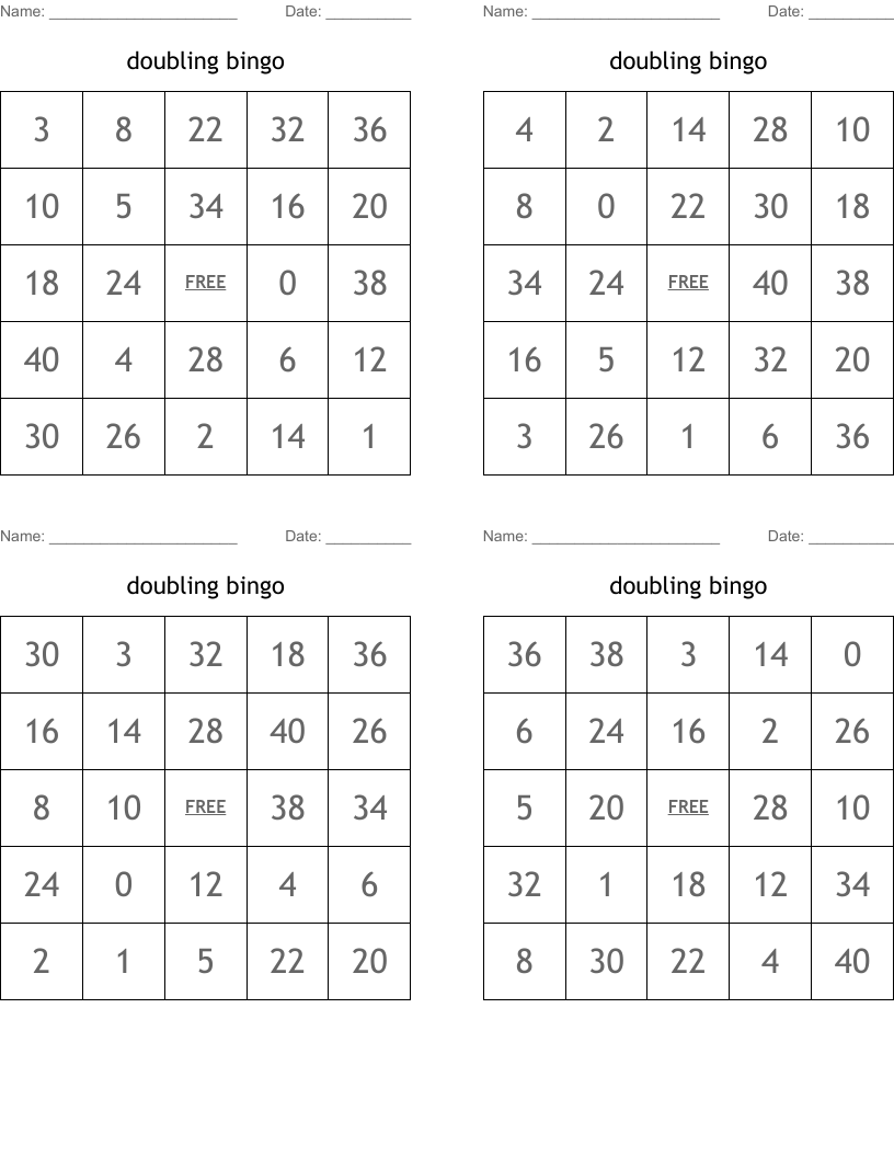 doubling bingo