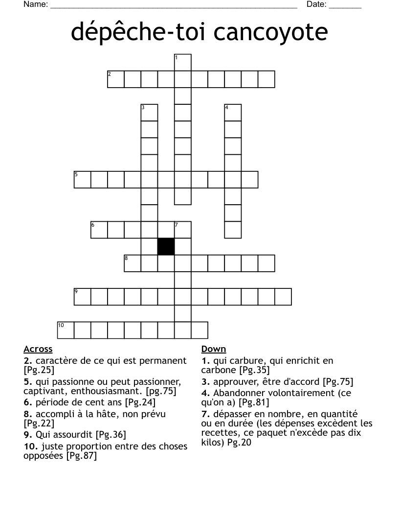 dépêche-toi cancoyote Crossword
