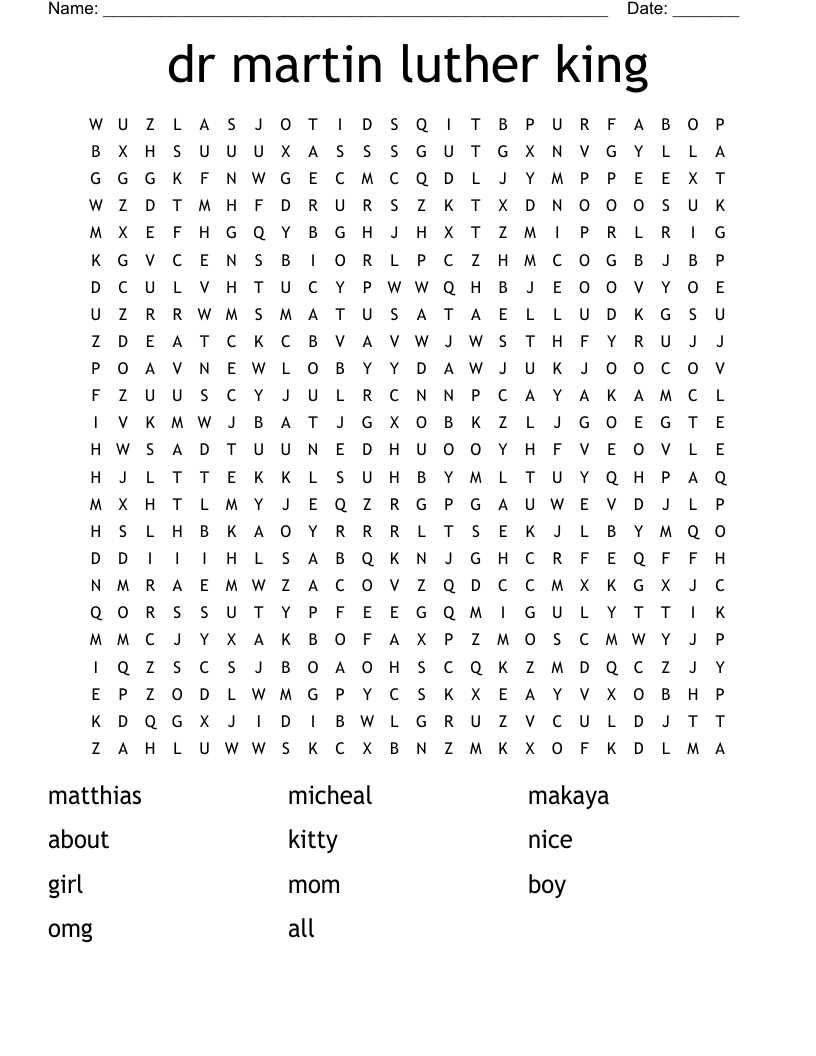 dr martin luther king Word Search