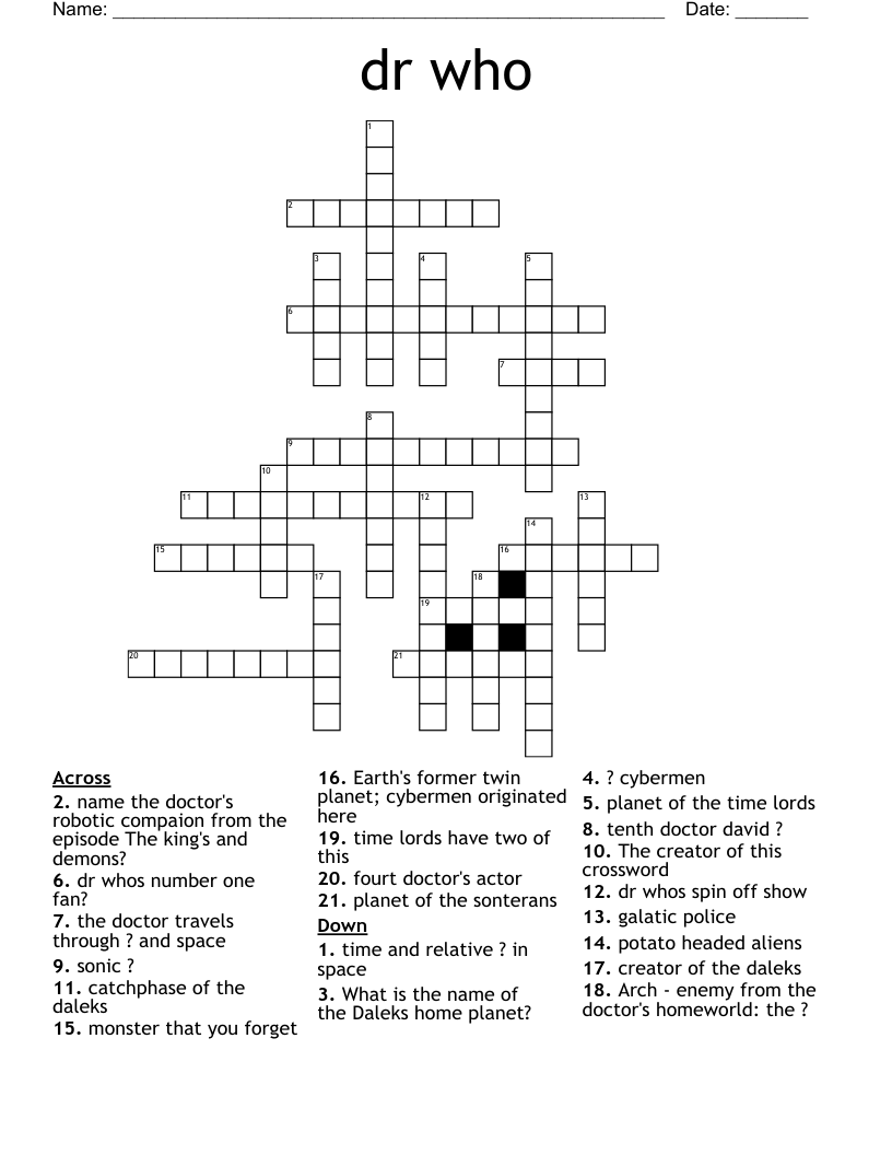 dr who Crossword