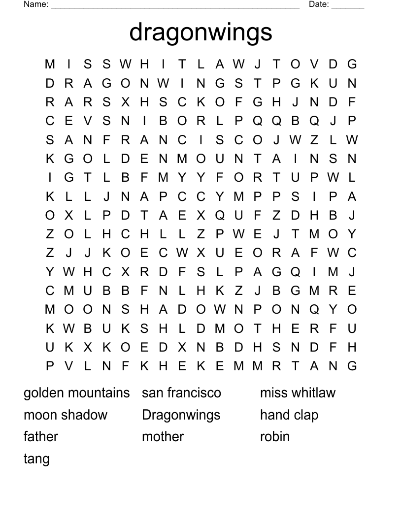dragonwings Word Search