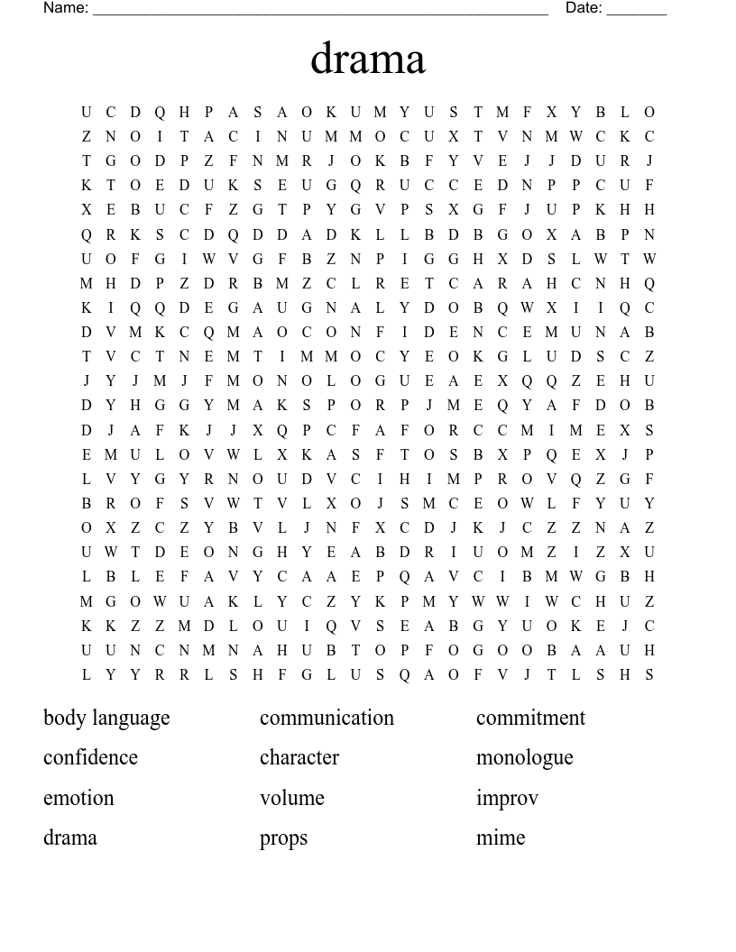 drama Word Search