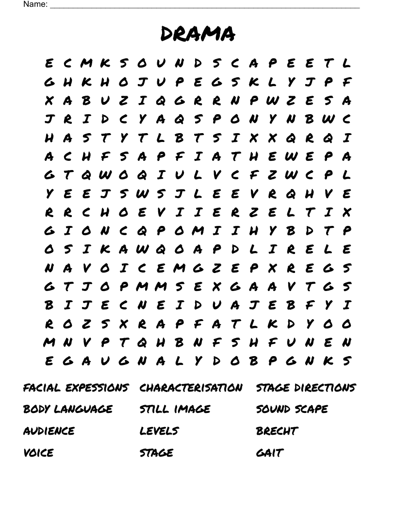 drama  Word Search