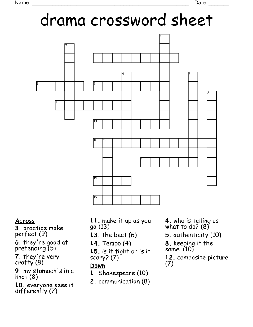 drama crossword sheet