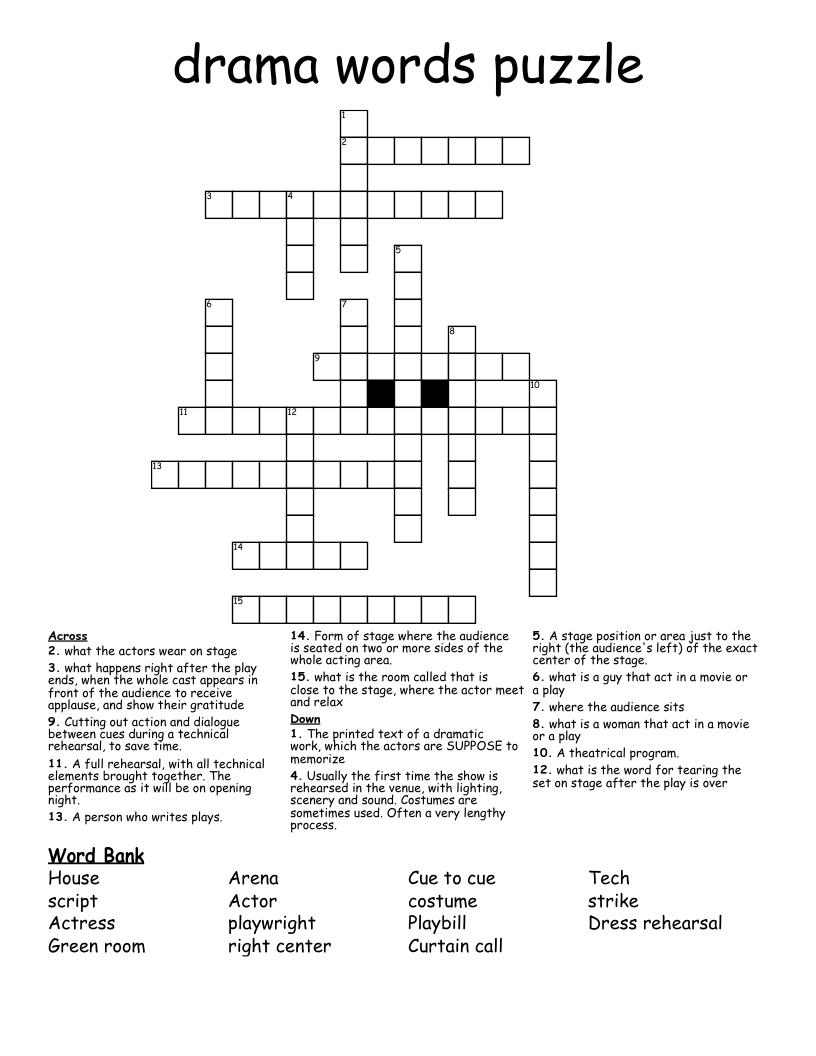 drama words puzzle  Crossword