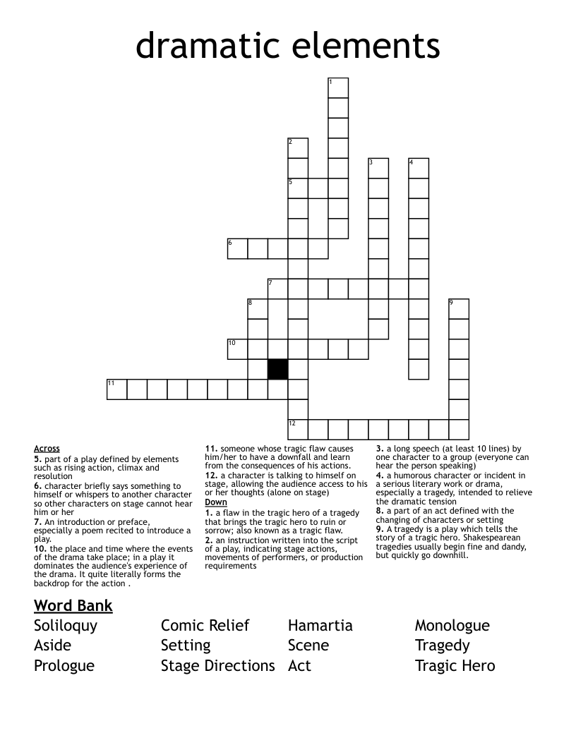 dramatic elements Crossword