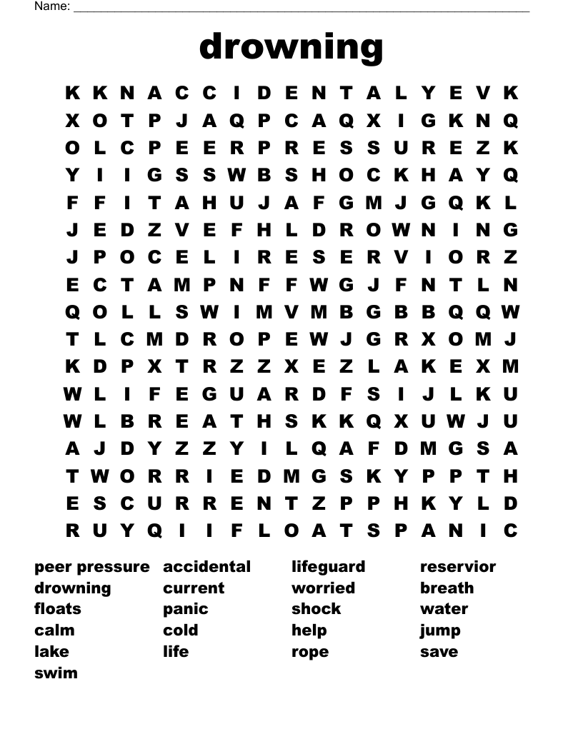 drowning Word Search