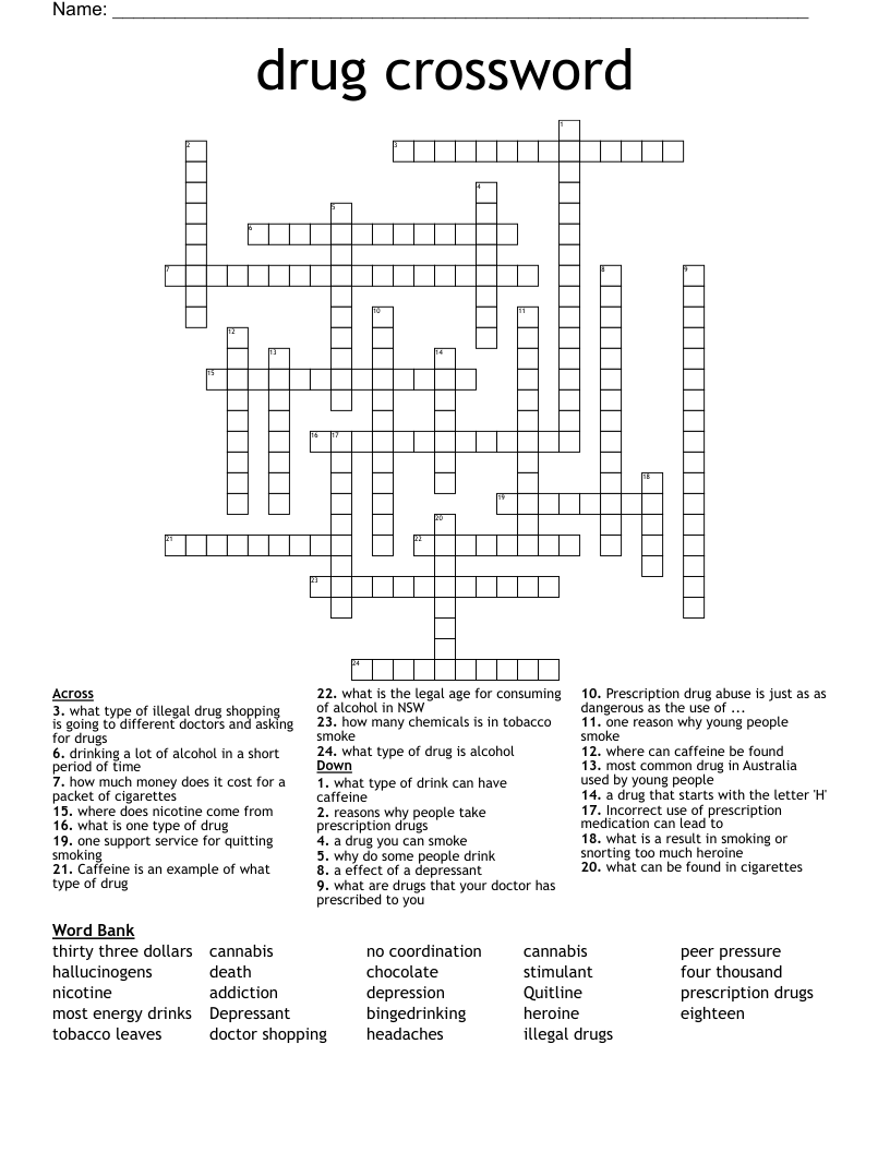 drug crossword