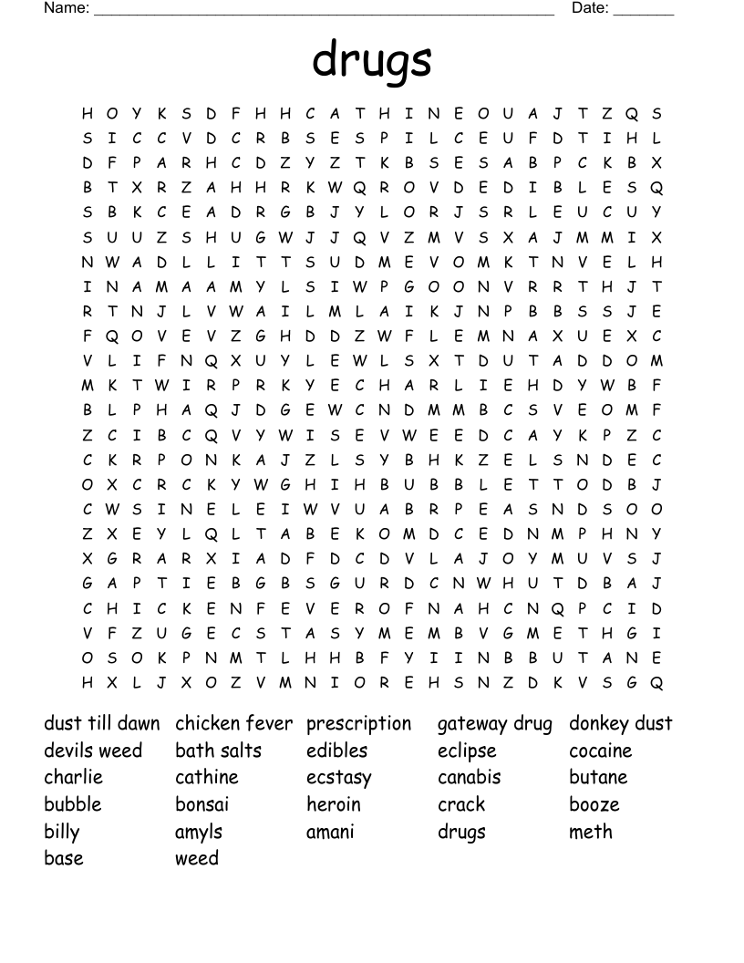 drugs Word Search