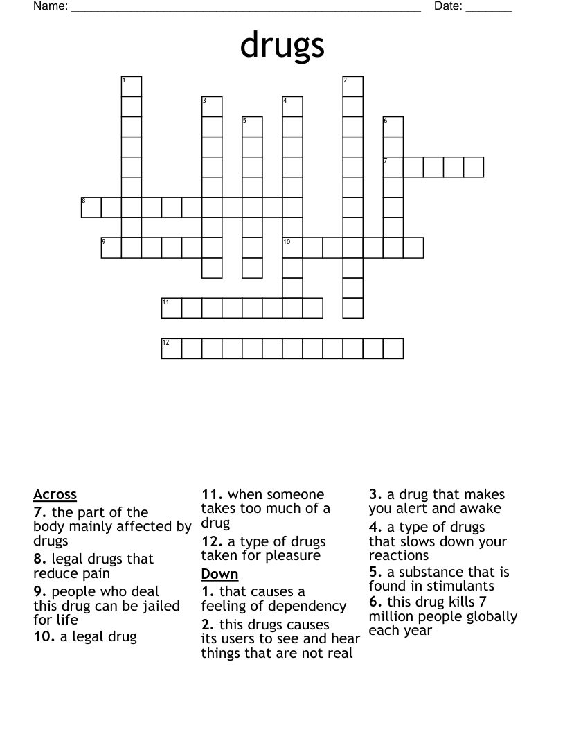 drugs Crossword