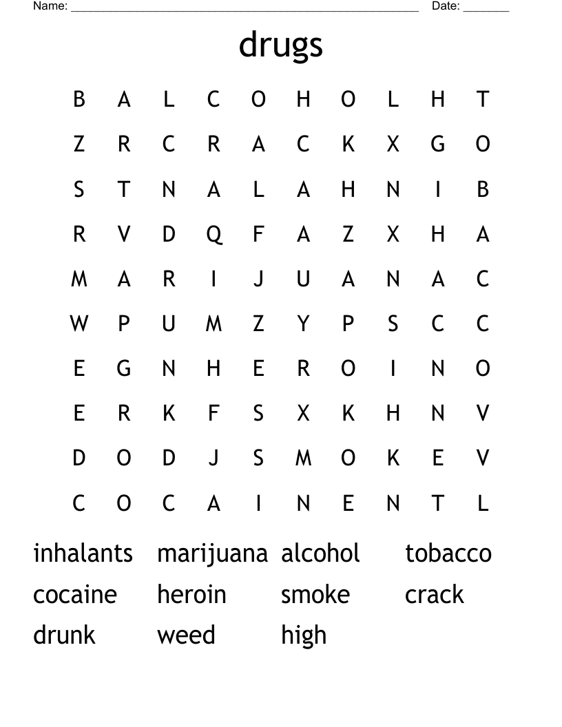 drugs Word Search