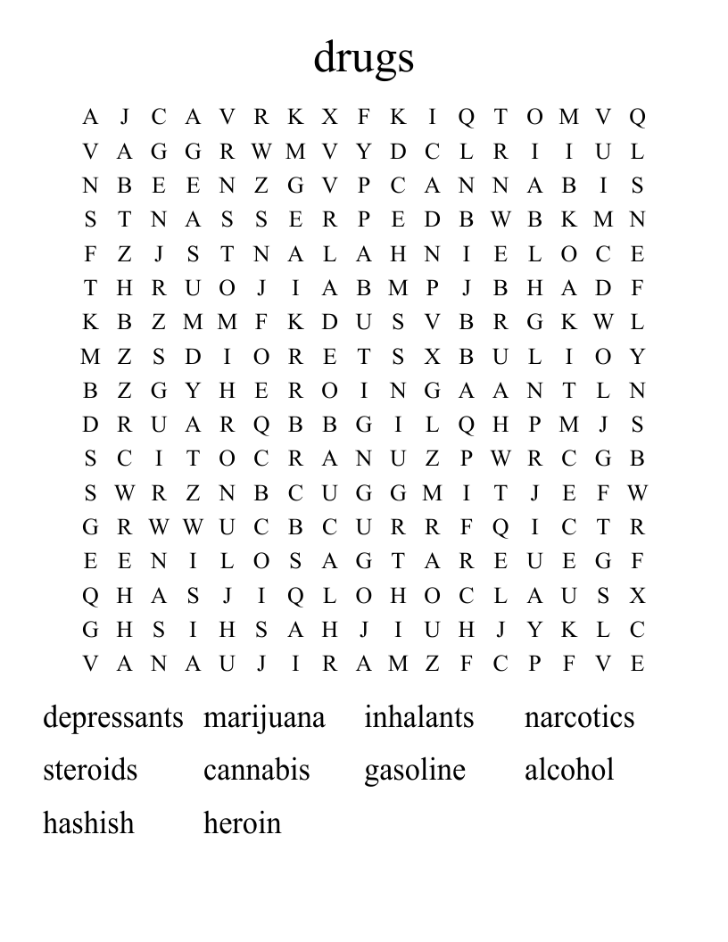 drugs Word Search