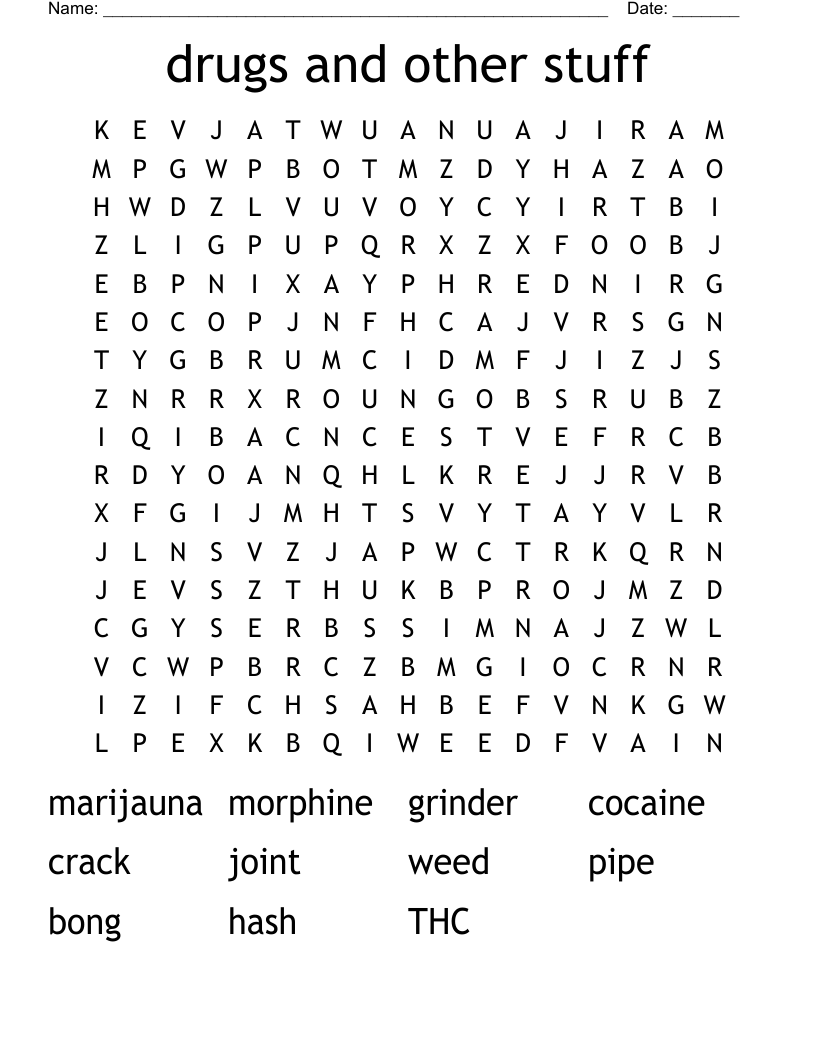 drugs and other stuff Word Search