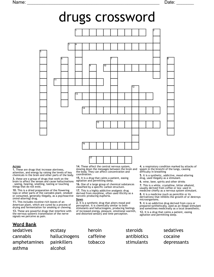 drugs crossword