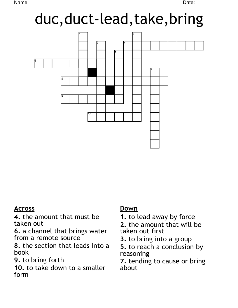 duc,duct-lead,take,bring Crossword