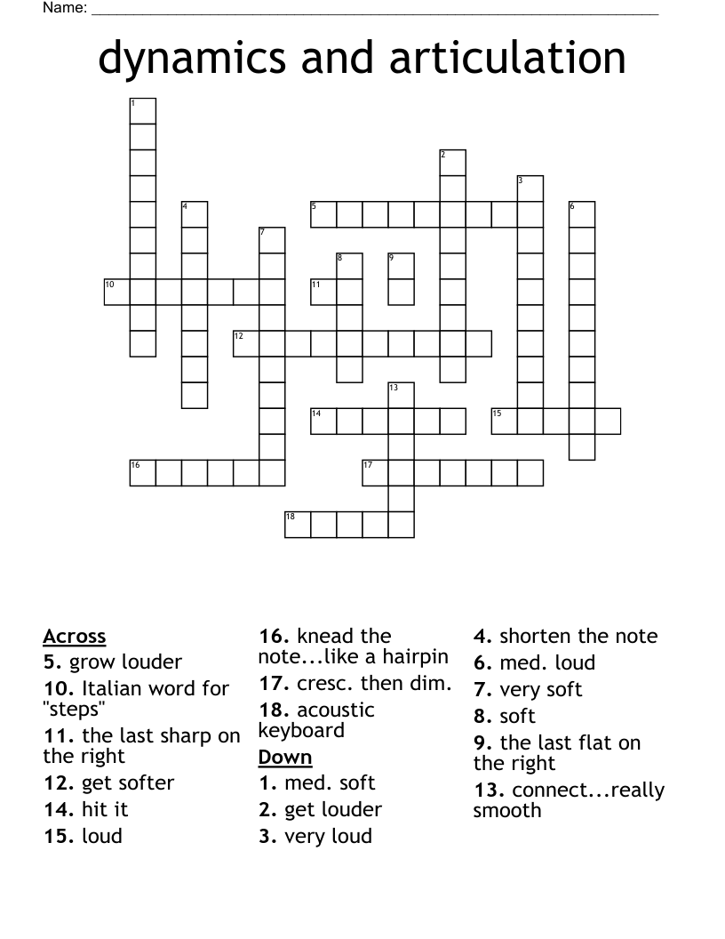 dynamics and articulation Crossword