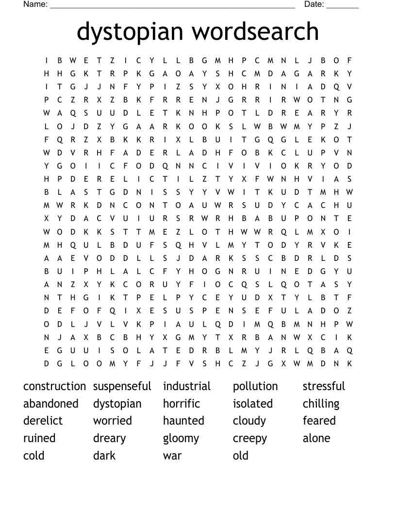 dystopian wordsearch