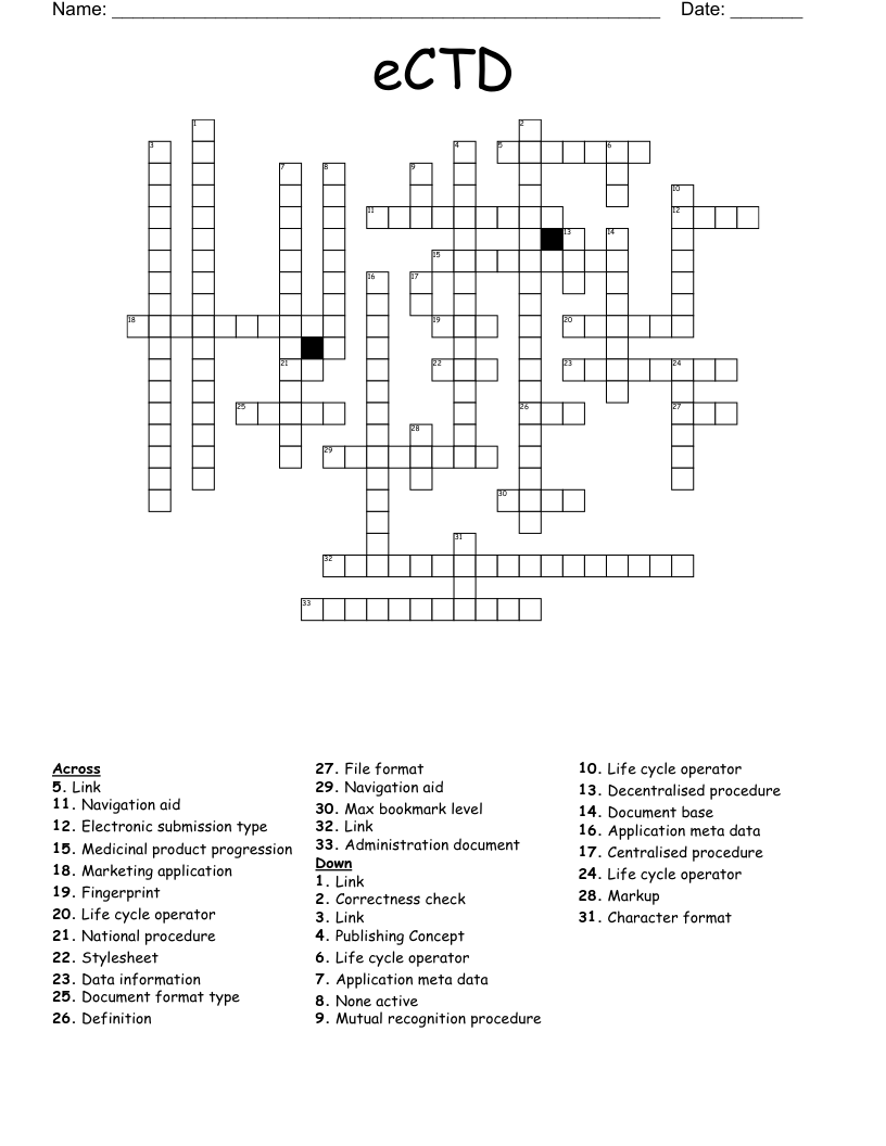 eCTD Crossword
