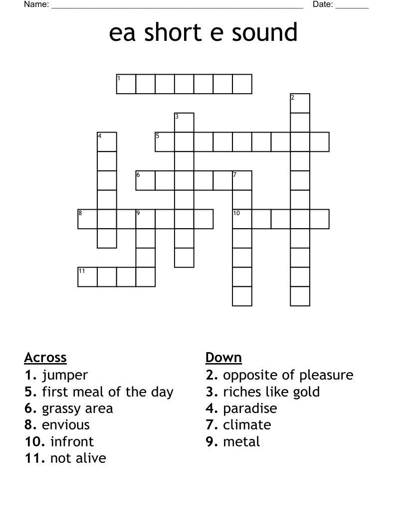 ea  short e sound  Crossword